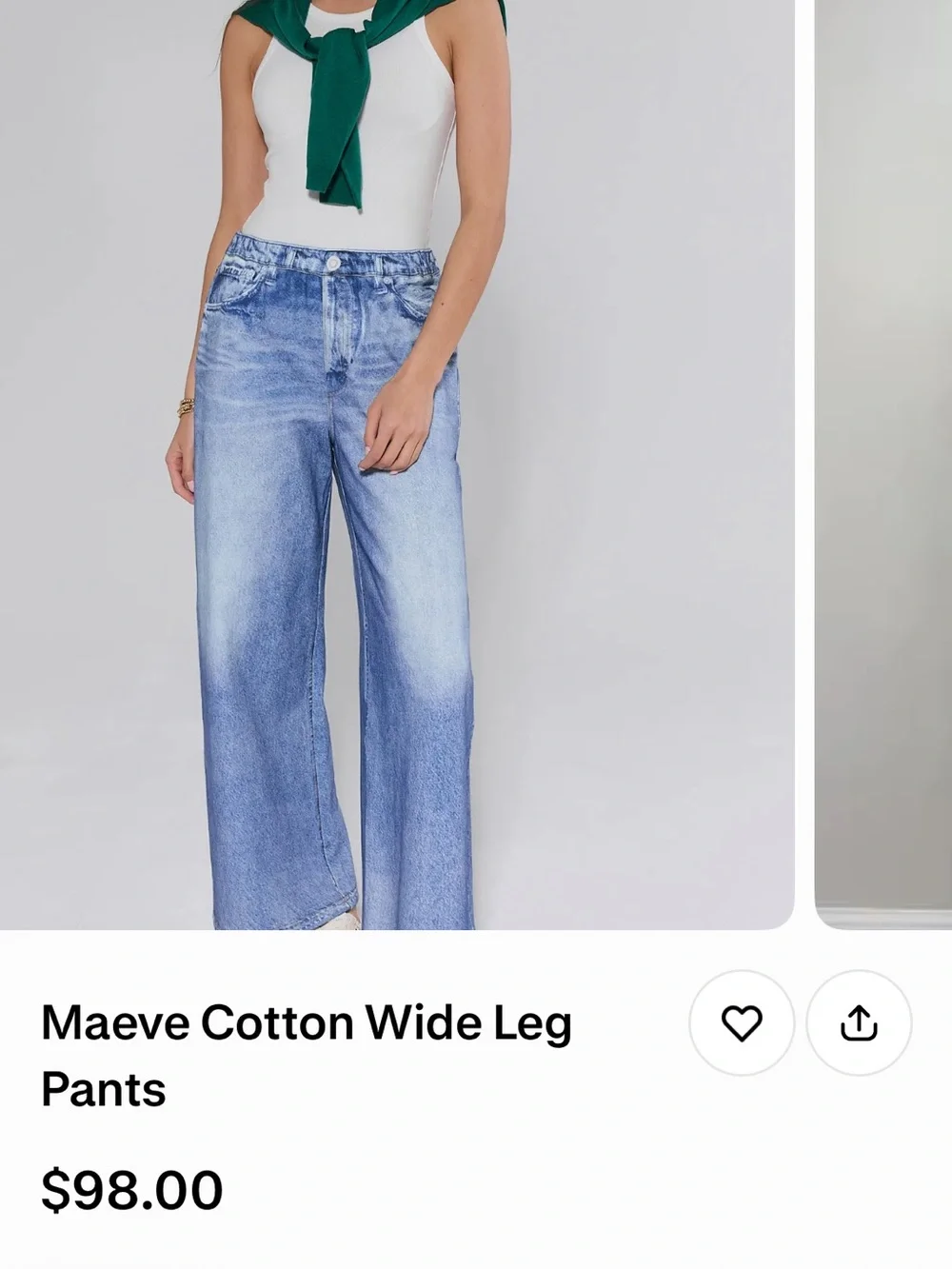 Cotton Relaxed Wide-Leg Jeans in Light Blue